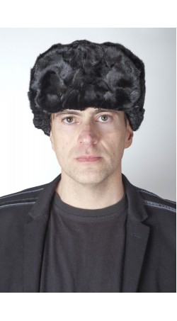Colbacco stile russo uomo in ritagli di visone nero